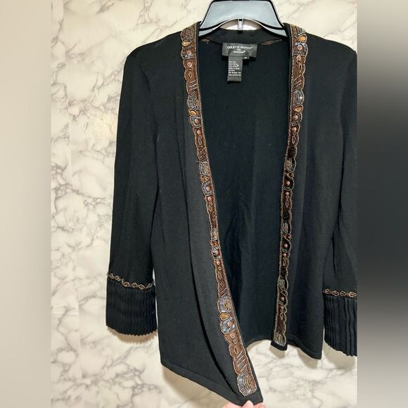 Colette Mordo For Sadimara Embellished Black Silk Cardigan - Picture 4 of 9